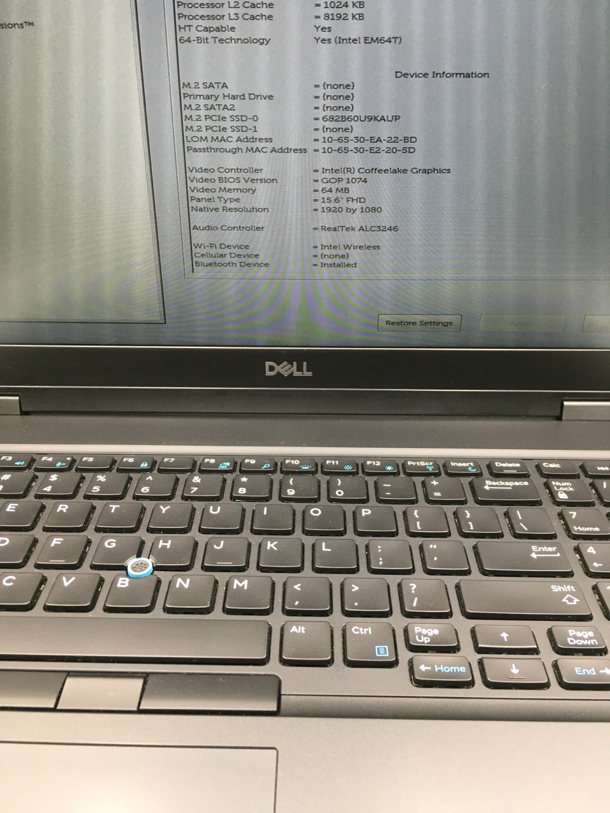 Dell Latitude 5591 15.6″ I5-8400H 8GB DDR4 RAM 128GB HDD 2.50GHz Win11 W/AC RS