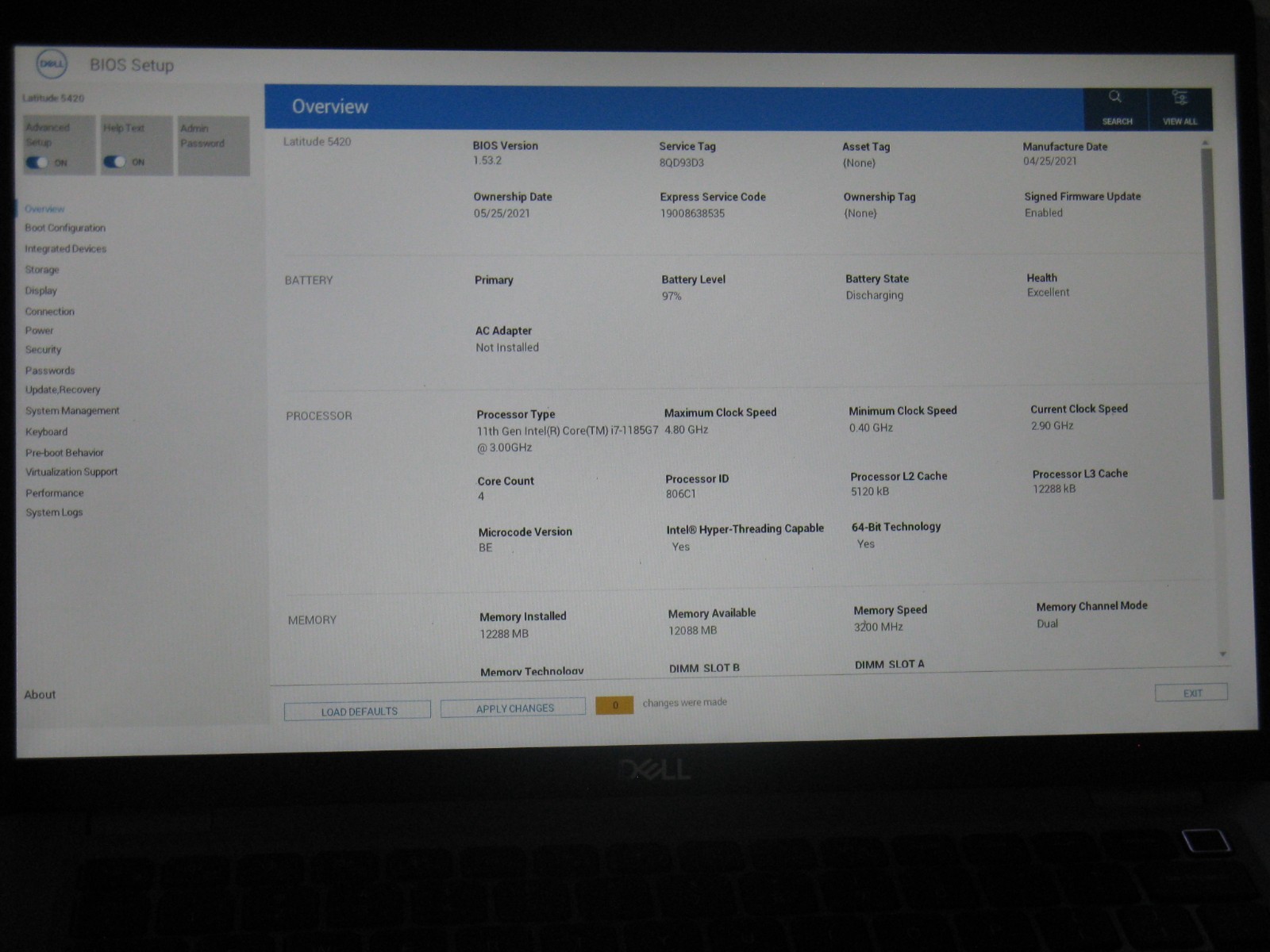 Dell Latitude 5420 i7-1185G7 256GB NVMe 12GB FHD non-touch TB4 FP+SC IR Cam vPro