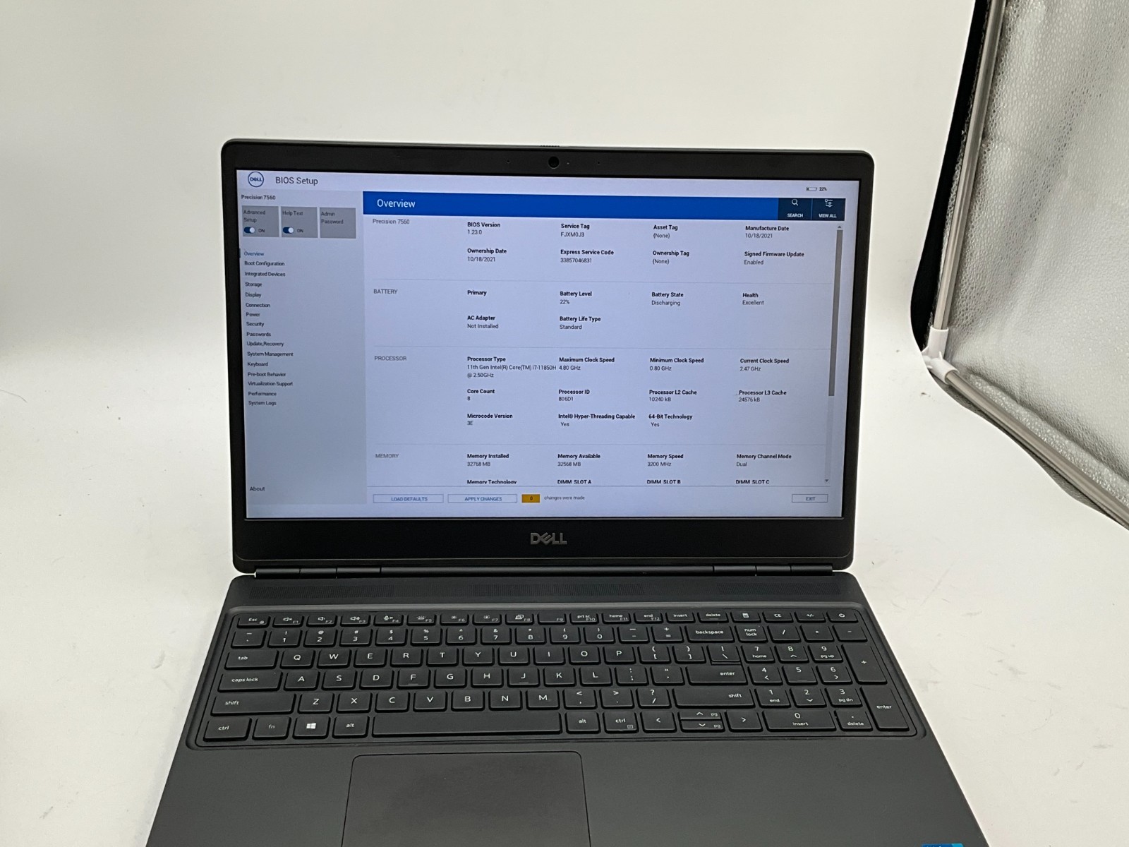 DELL Precision 7560 i7-11850H 2.50g 32GB 1tb T1200 15.6″ WIN11 Laptop FJXM0J3