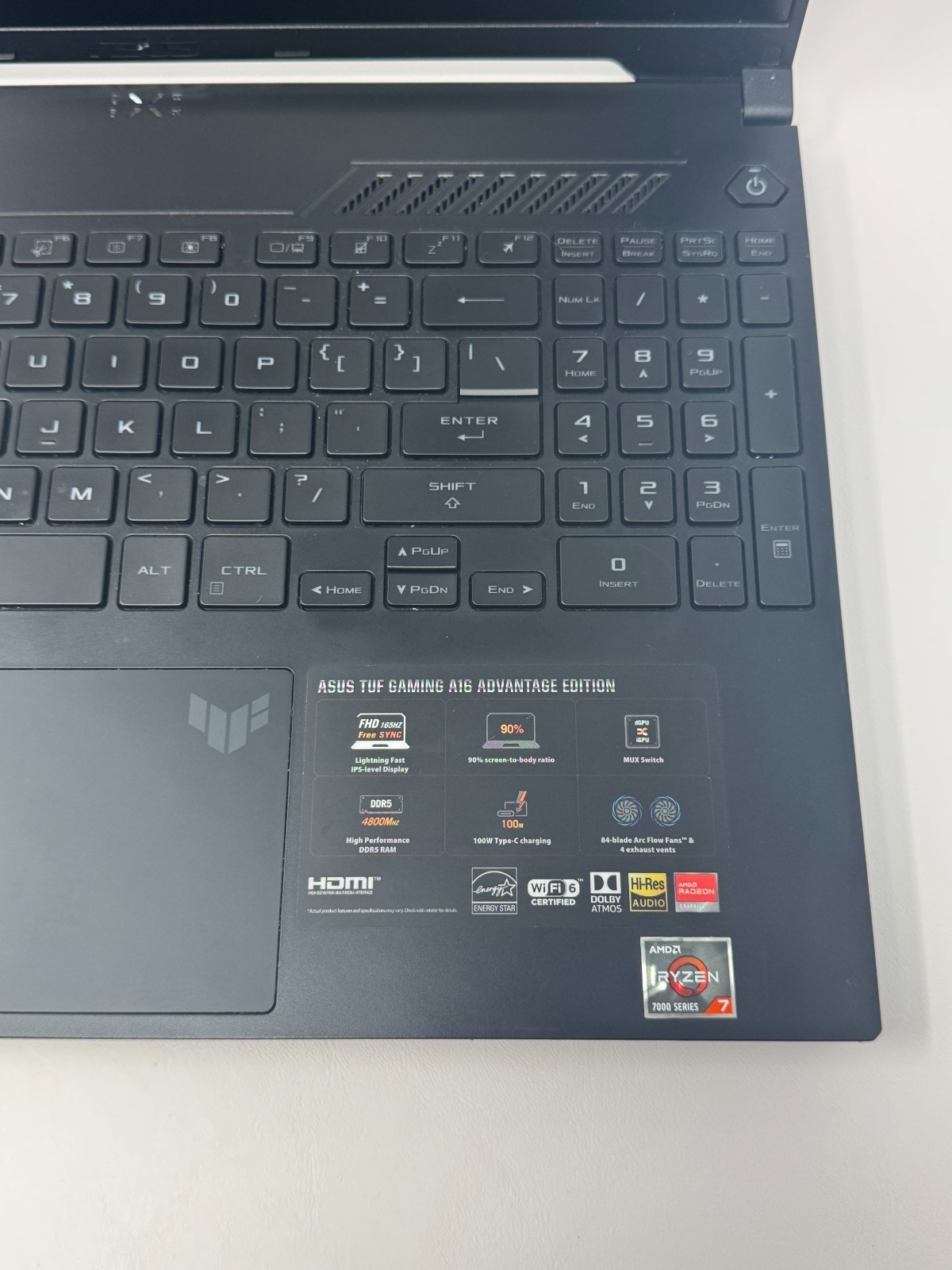 ASUS TUF Gaming A16 Ryzen 7 7735HS RX 7600S 16GB 512GB Laptop Tested Working