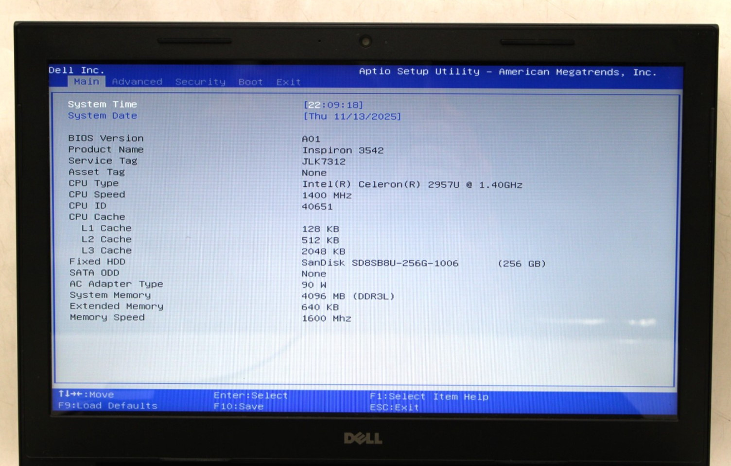 Dell Inspiron 15 Celeron-2957U@1.4GHz 4GB 256GB SATA NO OS/BATTERY *USED/TESTED*