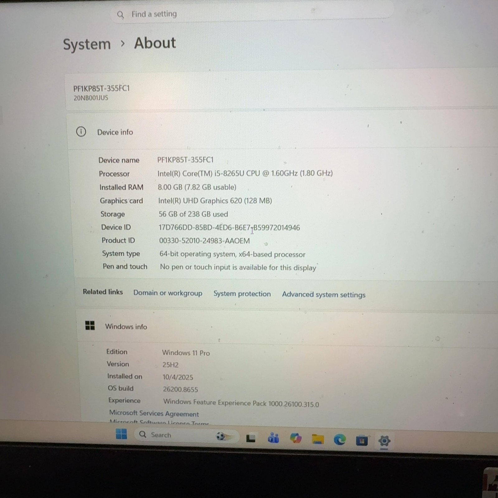 Lenovo ThinkPad E590 15.6″ i5-8265U 1.6GHz 8GB RAM 256GB NVMe SSD Win 11 Pro