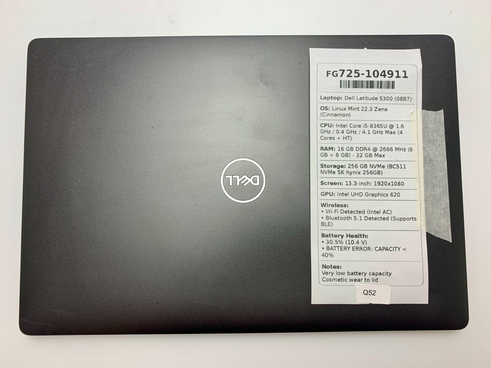 Dell Latitude 5300 | i5-8365U | 16GB RAM | 256GB NVMe | LINUX