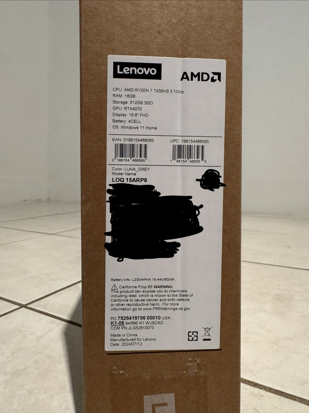 Lenovo LOQ 15.6″ FHD 144Hz Gaming Notebook R7-7435HS 16GB RAM 512GB SSD RTX 4070