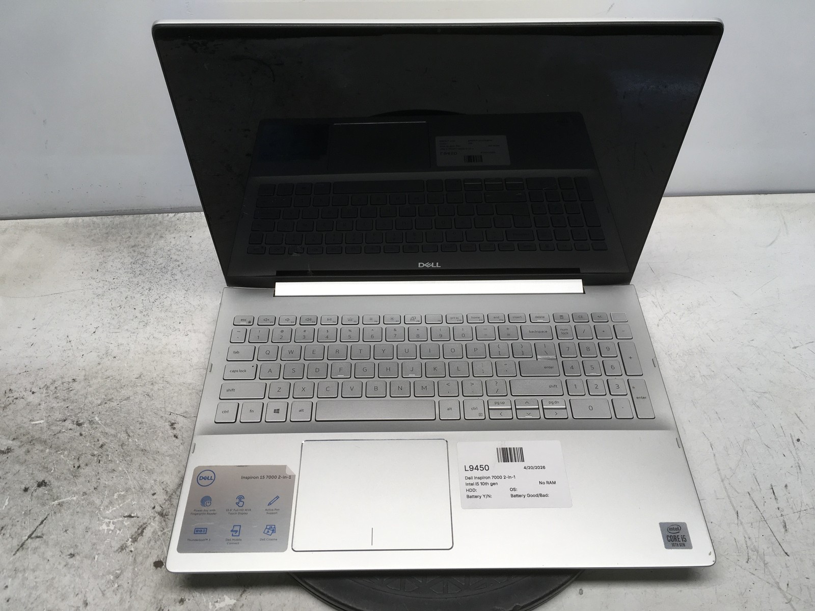 Dell Inspiron 7000 2-in-1 Intel i5 10th gen No RAM NO HDD No Batt