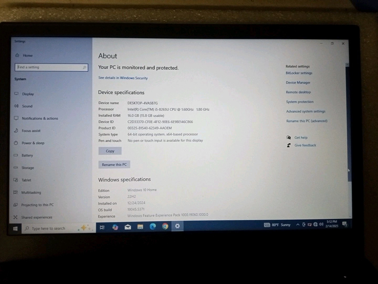 Lenovo ThinkPad E590 15.6″ Core i5-8265U 1.8GHz 16GB RAM 256gb SSD
