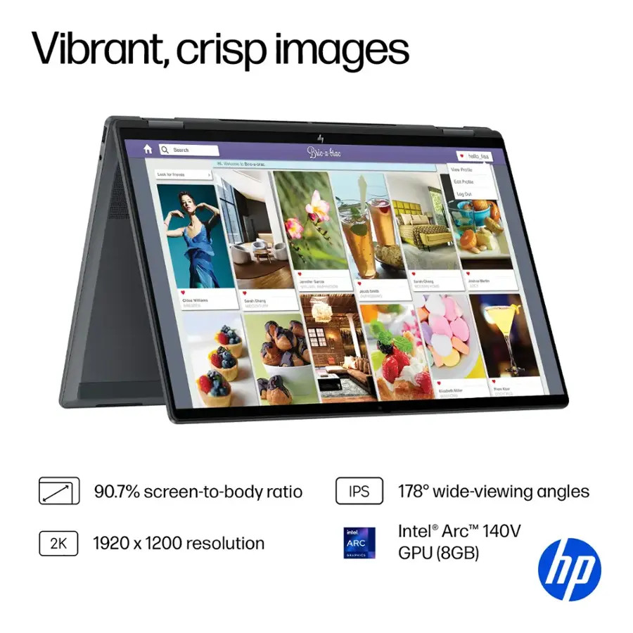 HP OmniBook X 2-in-1 16″ 2K Touchscreen Laptop Intel Core Ultra 7 256V 2TB SSD