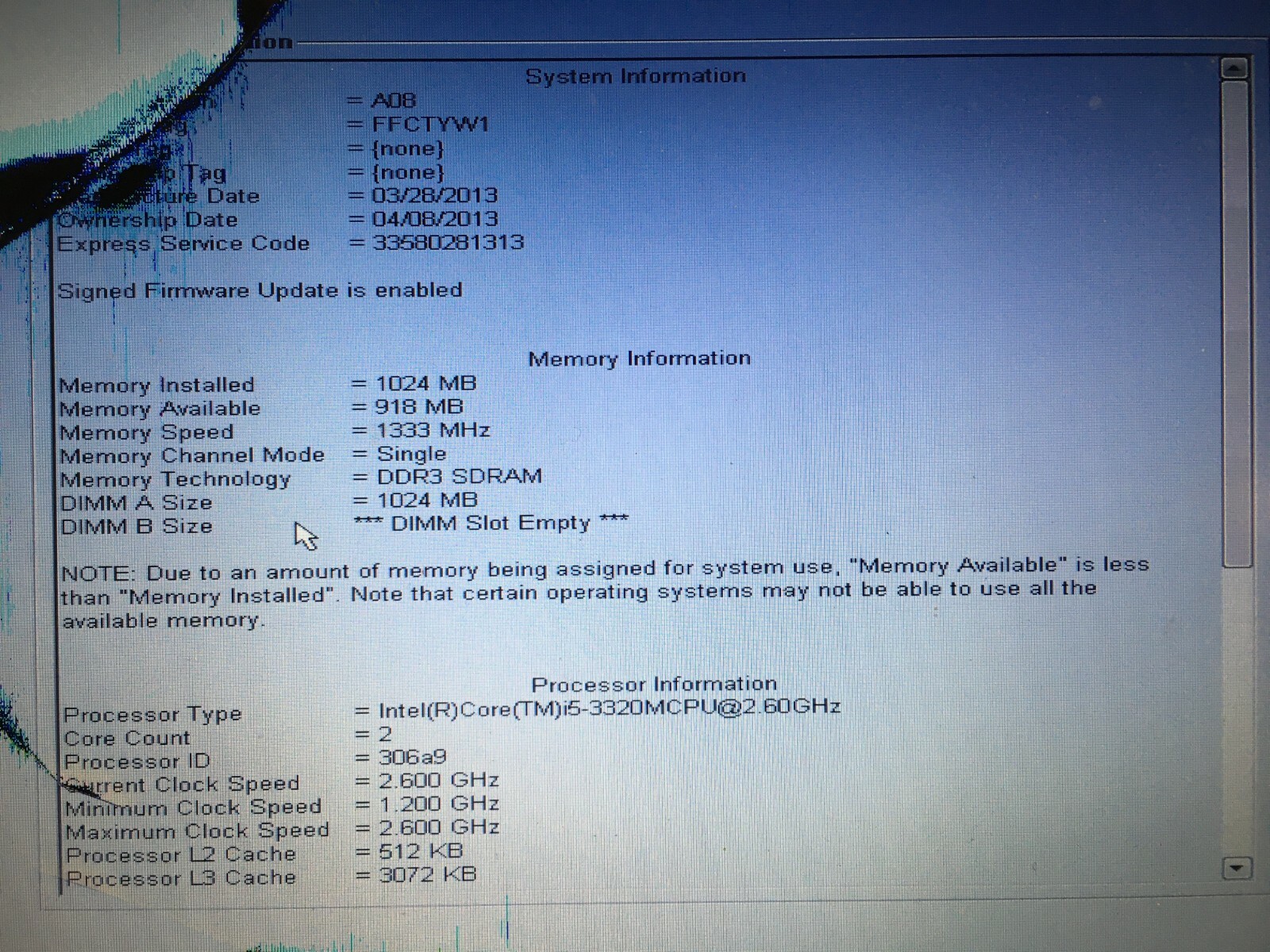 Dell Latitude E6320 13.3″ Core i5 Laptop For Parts Broken LCD NO HDD/Battery JR