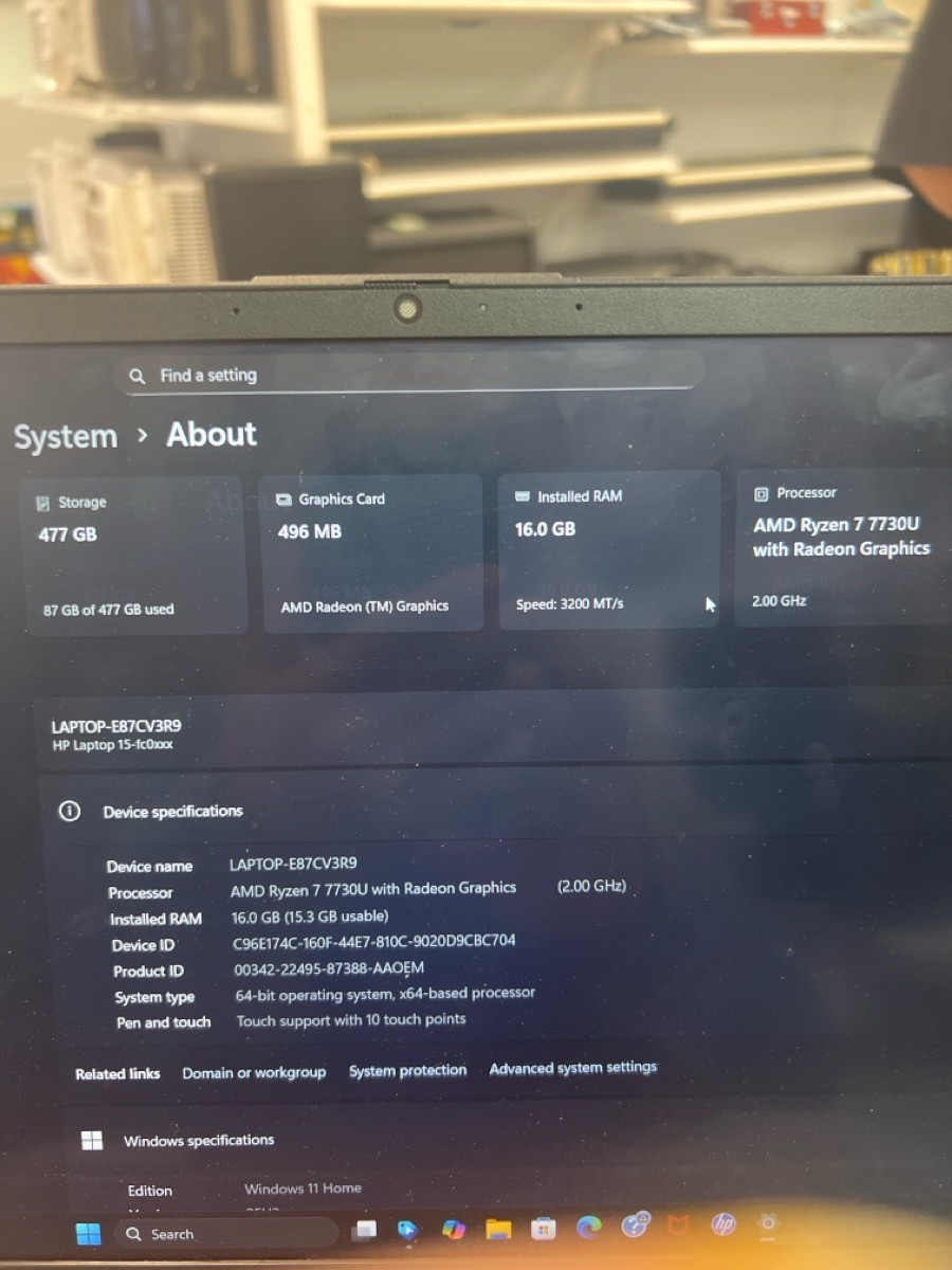 HEWLETT PACKARD 15-FC0049WM 16GB Ryzen 7 (PD7015888)