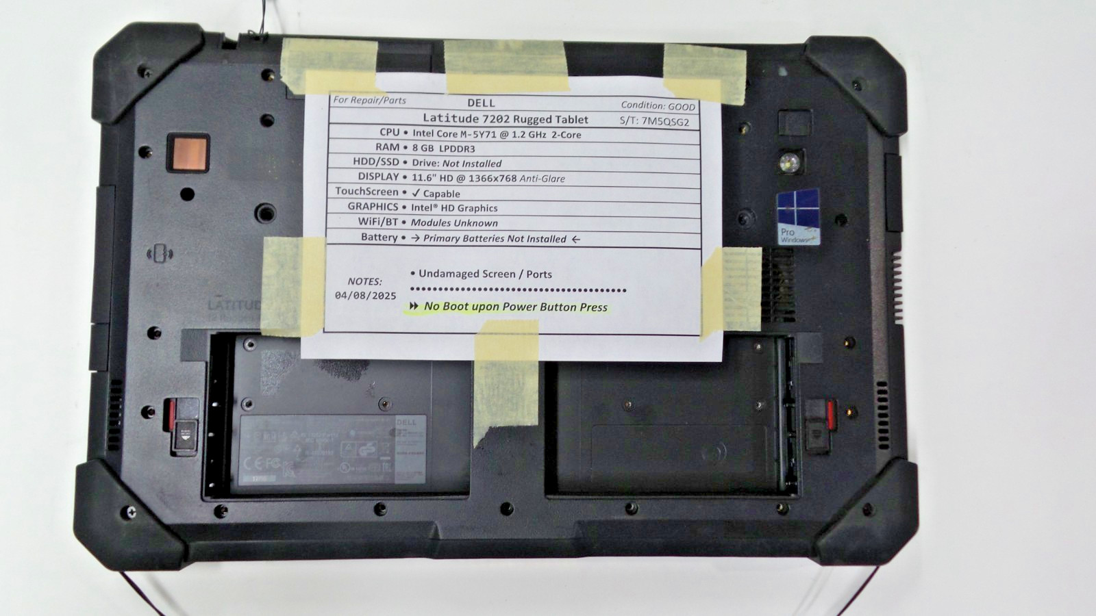 DELL Latitude 7202 Rugged Tablet 11.6″ TouchScreen 8GB RAM / NO BOOT – NO STYLUS
