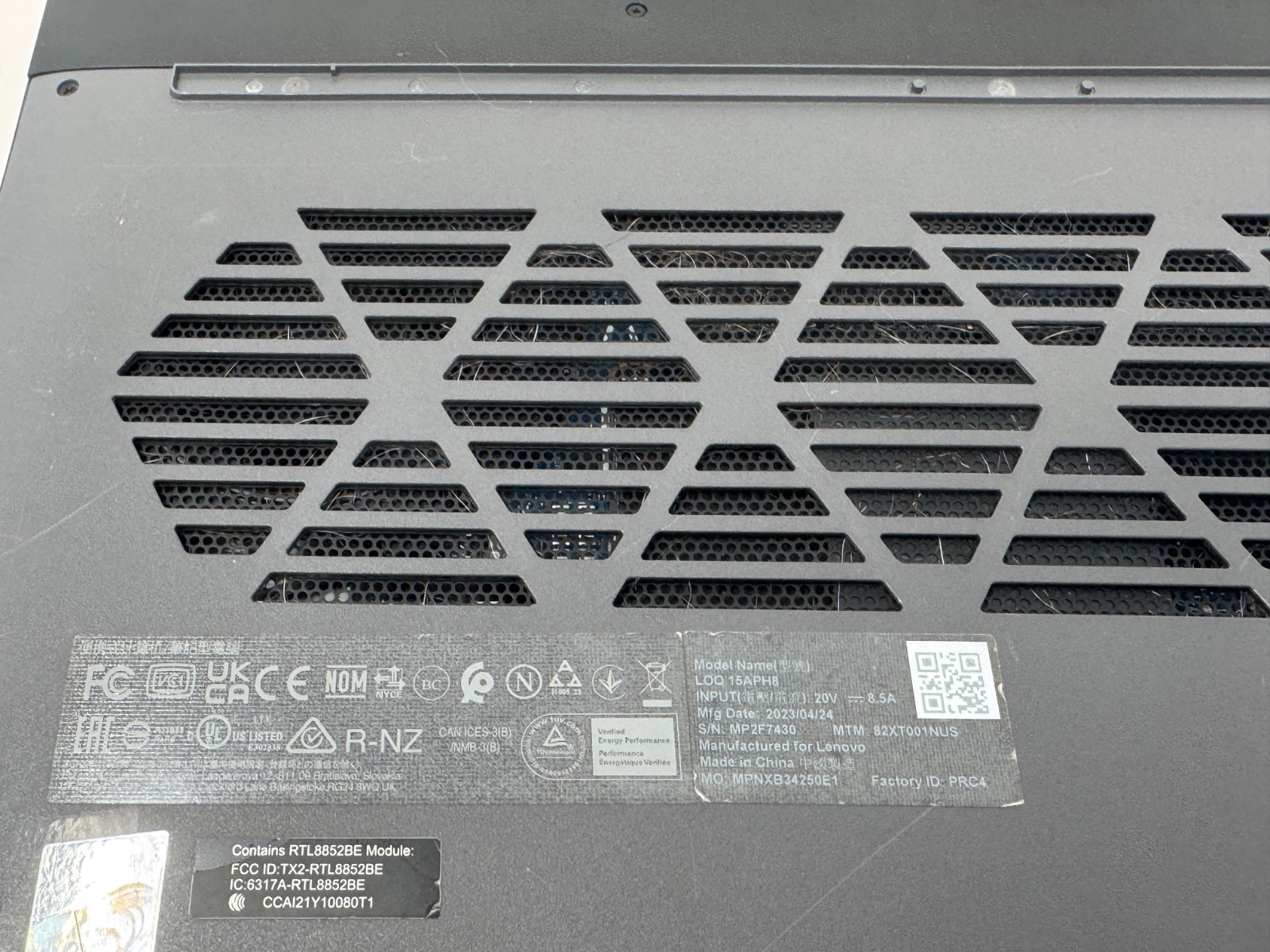 Lenovo LOQ 15APH8 Ryzen 7 7840HS RTX 4050 8GB 512GB Gaming Laptop Tested Working