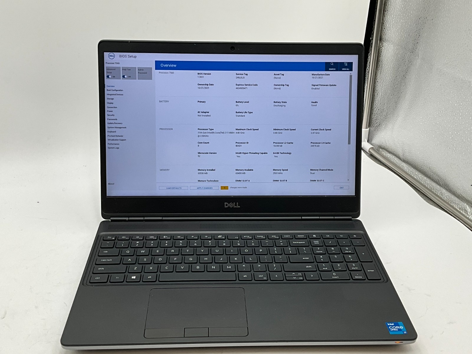 DELL Precision 7560 i7-11850H 2.50 64GB 1tb T1200 15.6″ WIN11 laptop 24NJ6J3