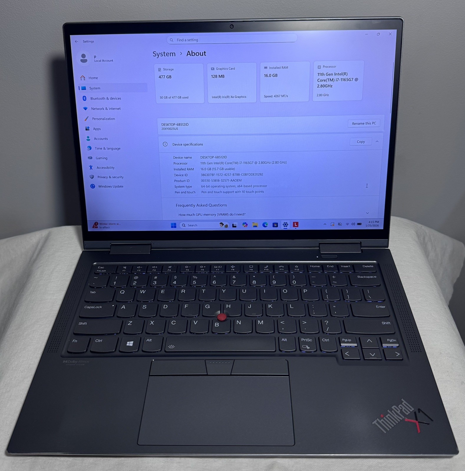 LENOVO ThinkPadX1 YOGA Gen6 i7 14″ 16GB RAM 512GB SSD WIN11P READ