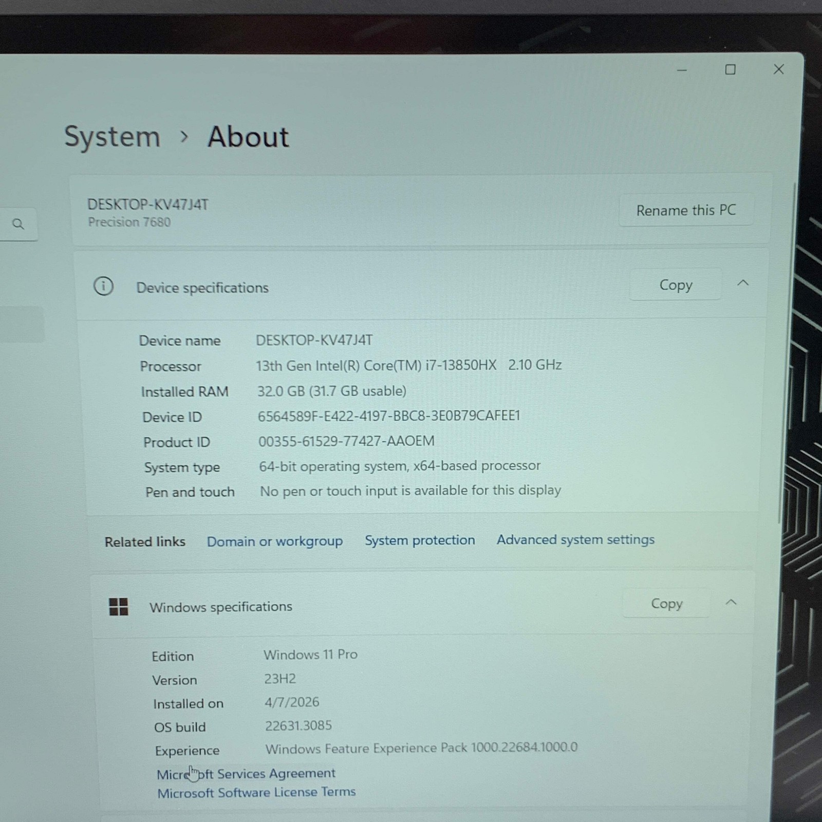 Dell Precision 7680 16″ i7-13850HX 2.1GHz 32GB RAM 512GB SSD RTX A1000