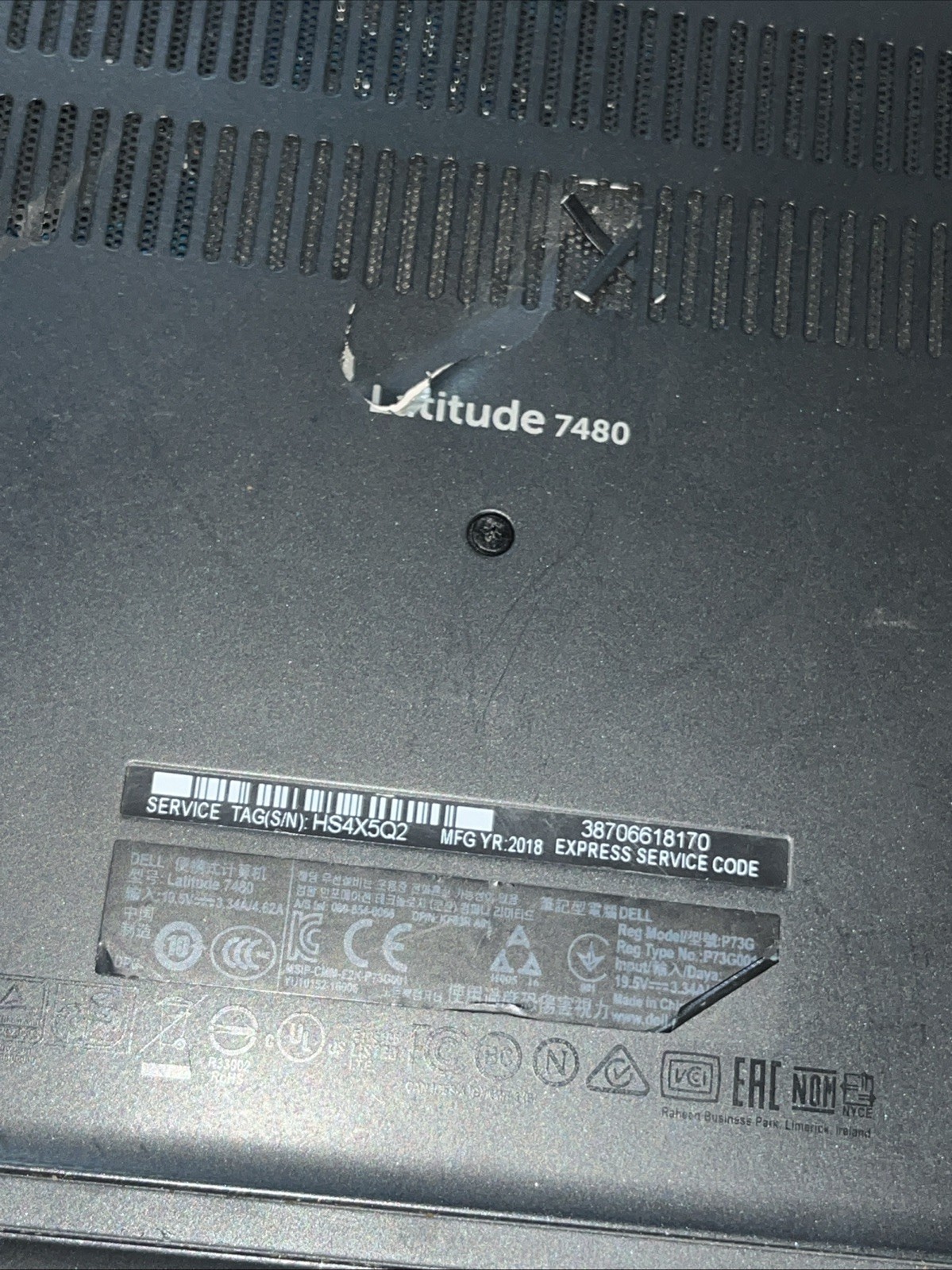 DELL LATITUDE 7480 INTEL CORE I7 7TH GEN 8GB RAM NO HD