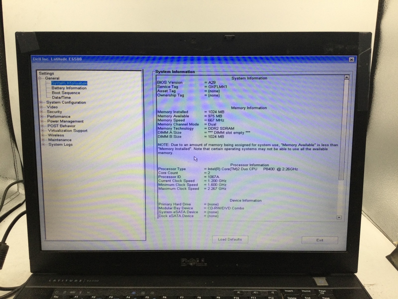 DELL LATITUDE E6500 – BOOTS TO BIOS – INTEL CORE 2 DUO – NO RAM – READ DESC – BB