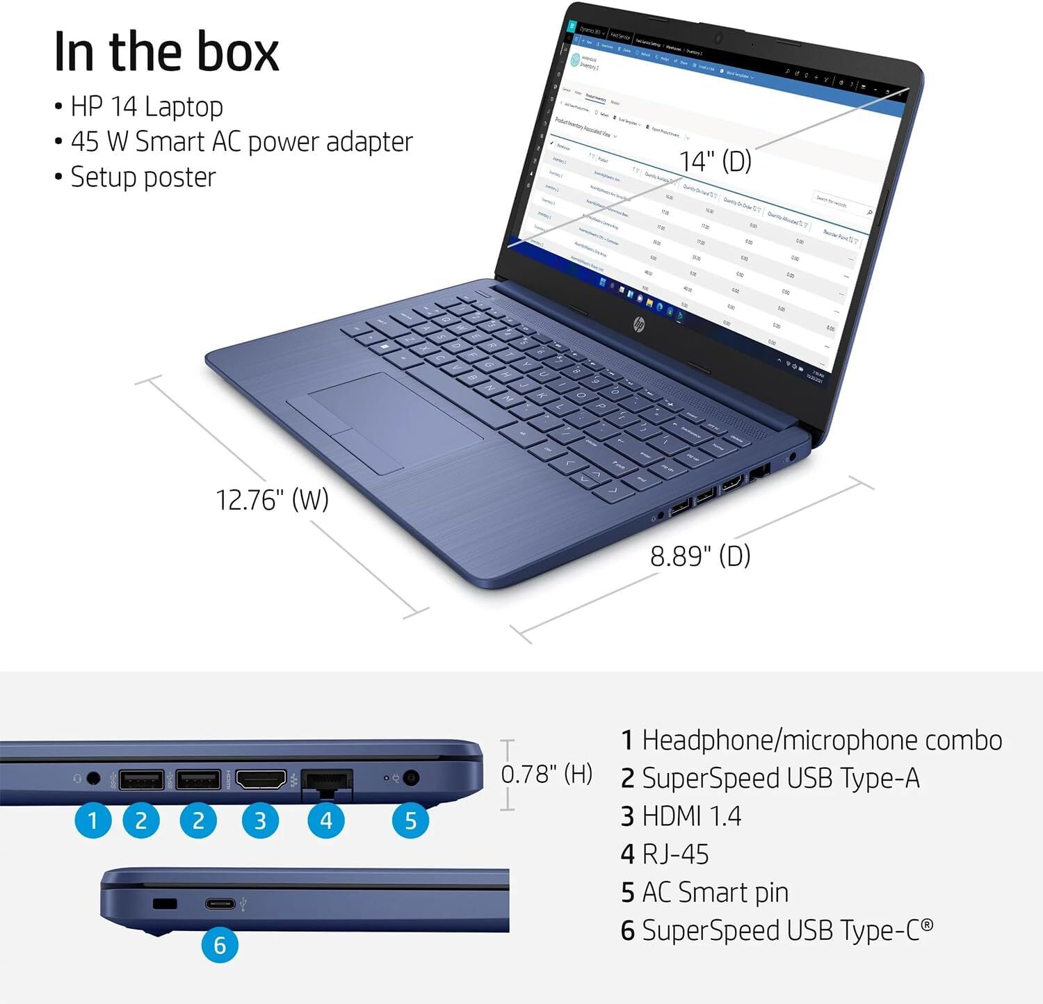 HP Stream 14″ HD Laptop, Intel Celeron N4120, 4GB RAM, 64GB eMMC Win11 Home
