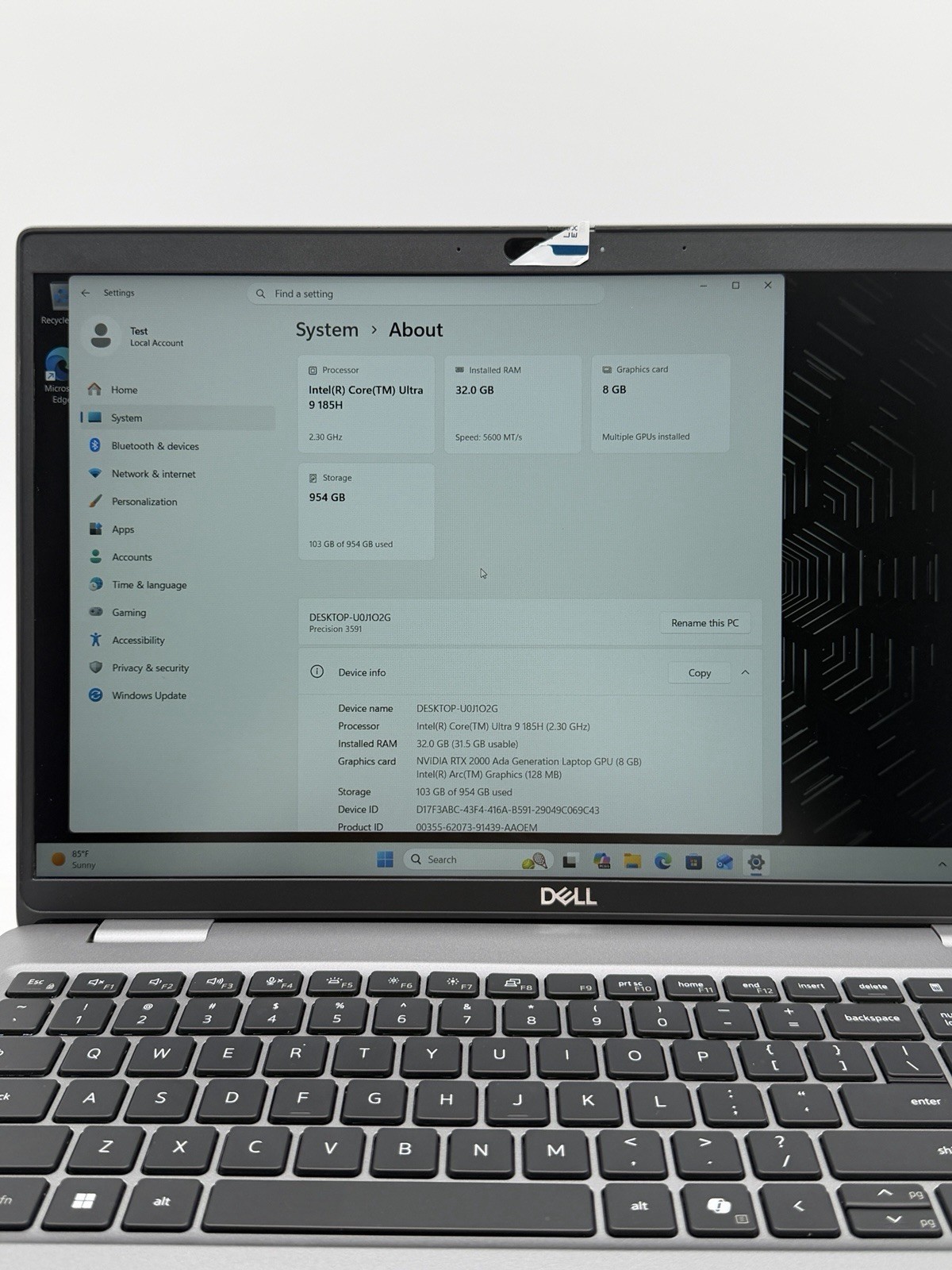 Dell Precision 3591 Laptop Touch Intel Ultra 9 185H 32GB Ram 1TB NVMe RTX 2000