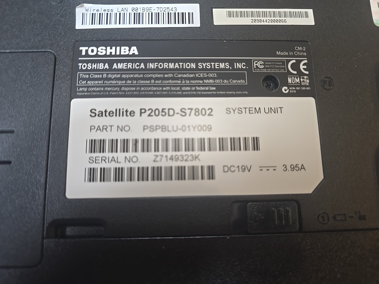 Toshiba Satellite P205D-S7802 Laptop AMD Turion 64 x2 4GB Ram 160GB HDD Works