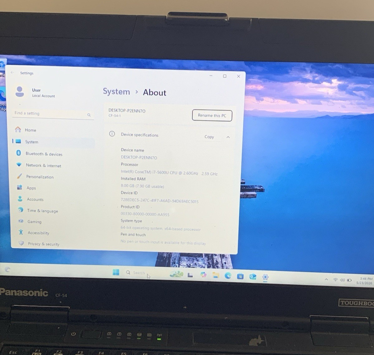 Panasonic Toughbook CF-54 i7 5600U 16GB 256 GB SSD | W11p | DVD| Good Condition