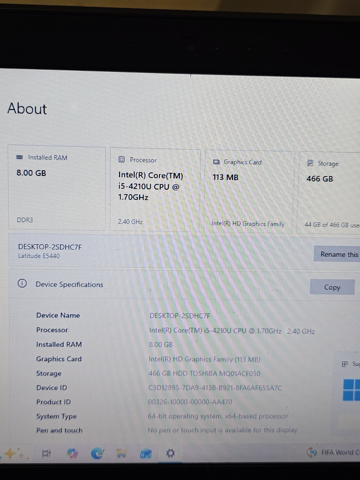 Dell Latitude E5440 14″ Laptop i5-4210M 8GB RAM 500GB HDD Win 10 Good Battery+AC