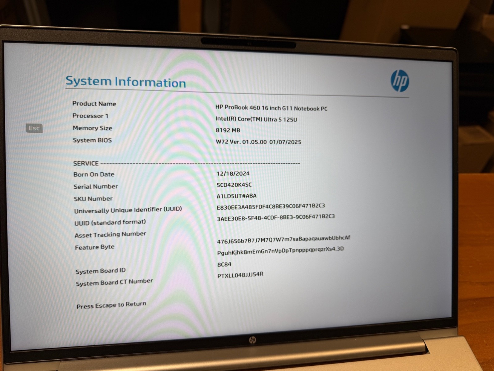 HP ProBook 460 G11 16″ Ultra 5 125U – 8GB DDR5 – No Hard Drive/OS/Battery