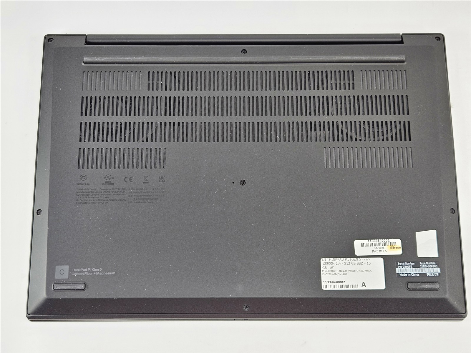 Lenovo ThinkPad P1 Gen 5 Intel Core i7-12800H 16GB 512GB SSD 16″ Iris Xe