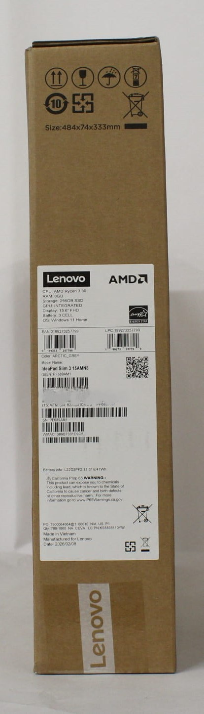 Lenovo IP Slim 15″ Ryzen 3 8/256 Artic Gray Laptop