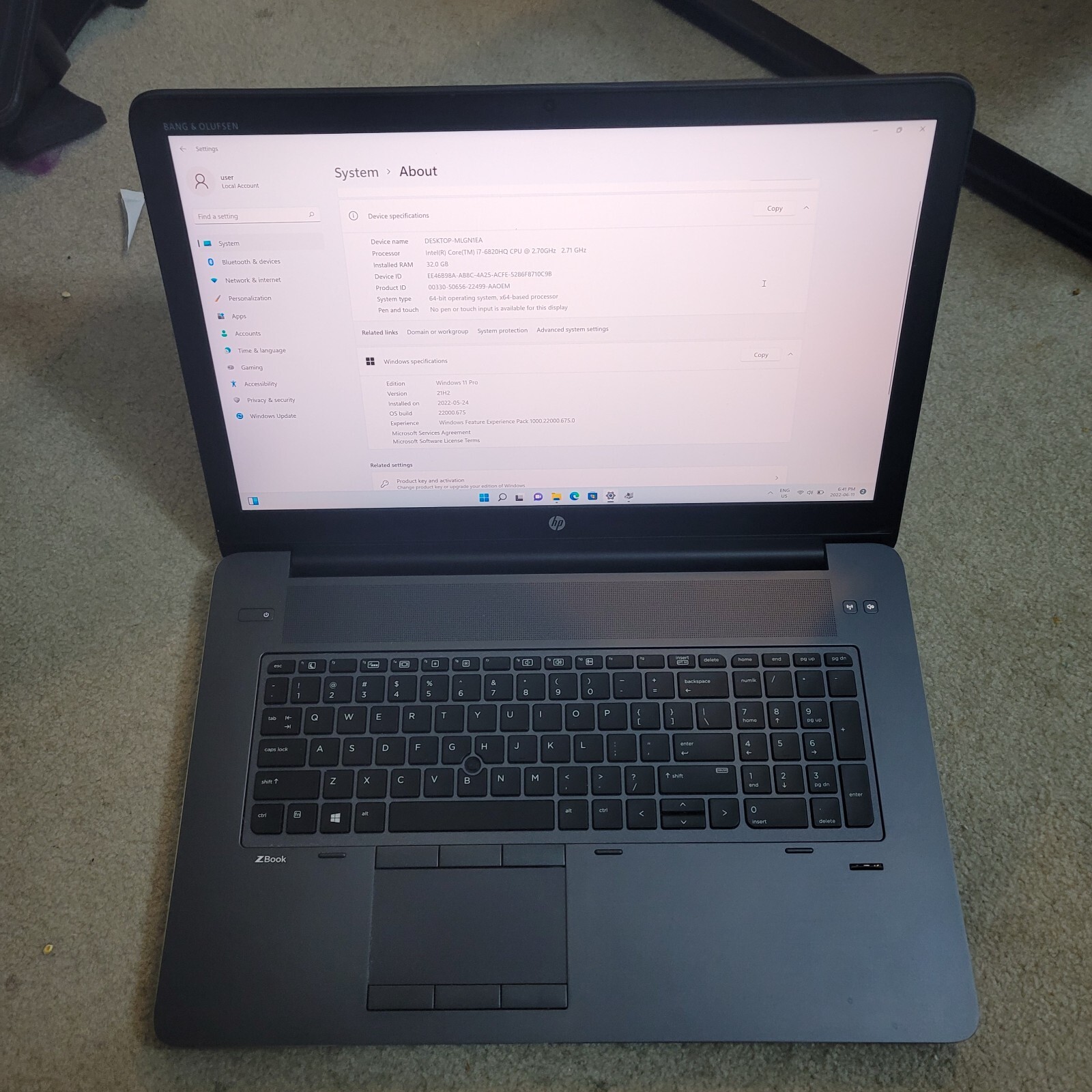 HP ZBook 17 G3 17.3″ i7-6820HQ 32GB 512GB HD Win11 PRO NVIDIA Quadro M400M