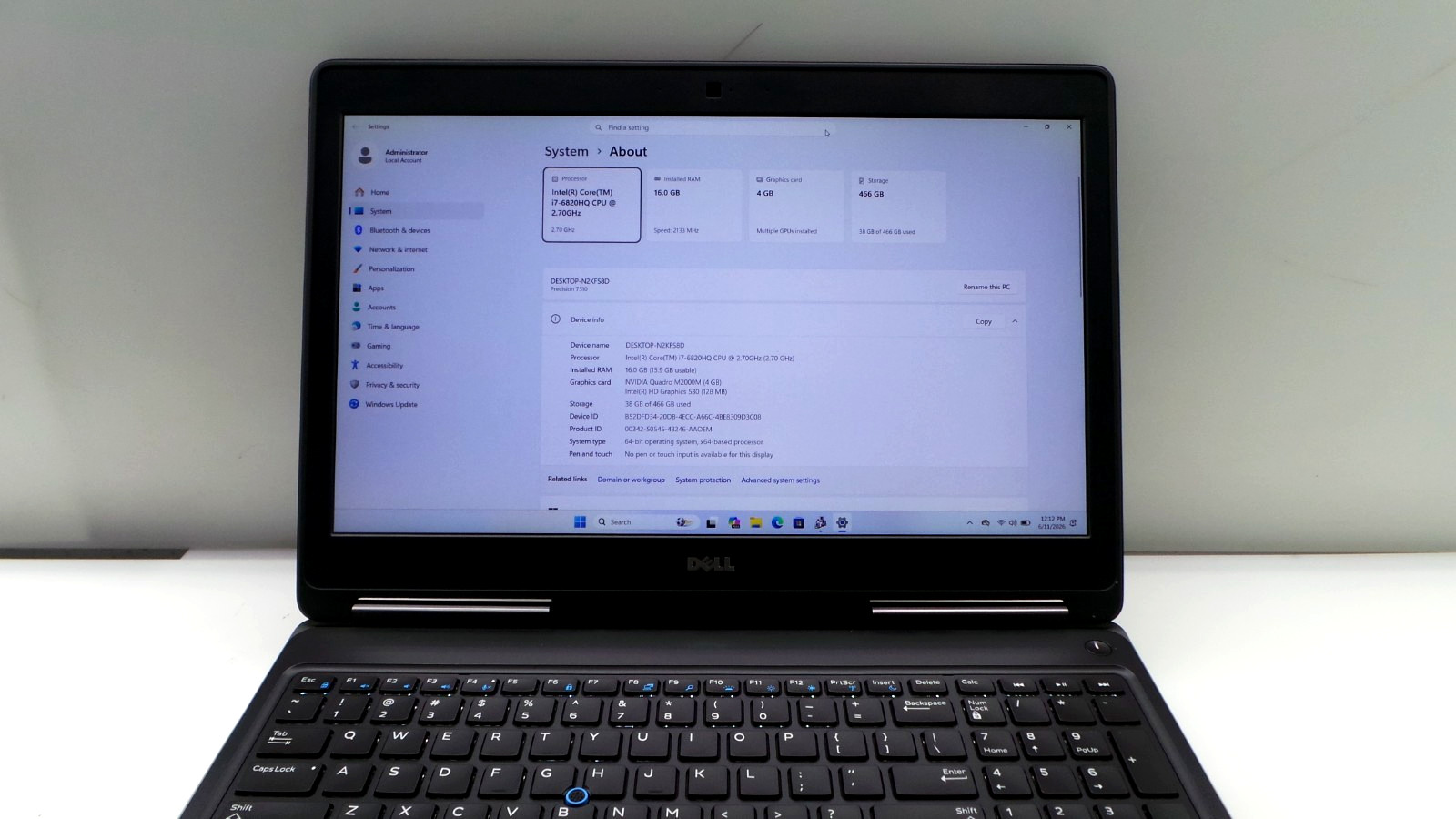 Dell Precision 7510 | 15.6″ | i7-6820HQ | 16GB 500GB SSD | Win 11 Pro