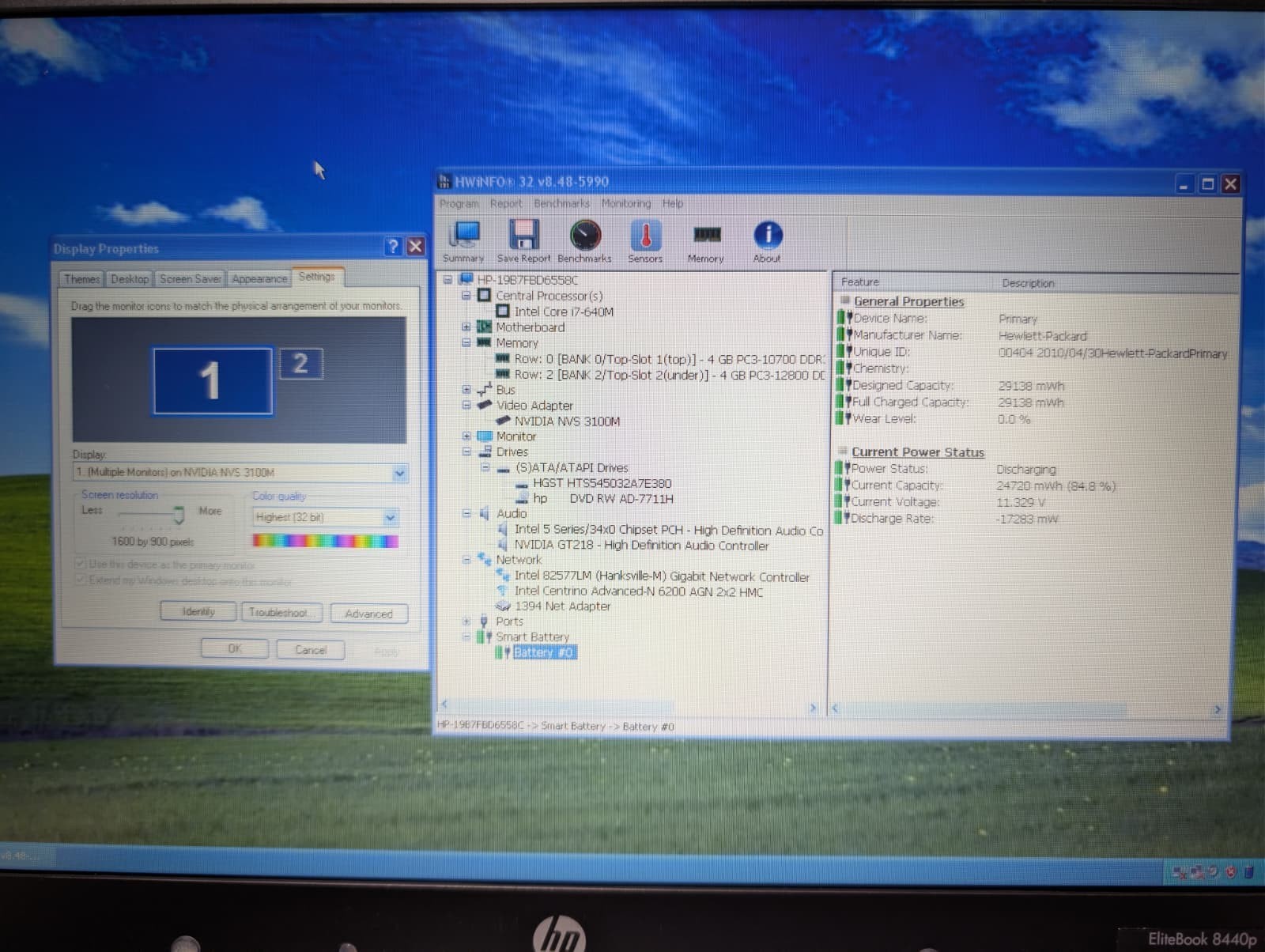 HP EliteBook 8440P | i7 4GB RAM 320GB HDD | HD+ NVIDIA Win XP Pro 32-Bit DVD-RW