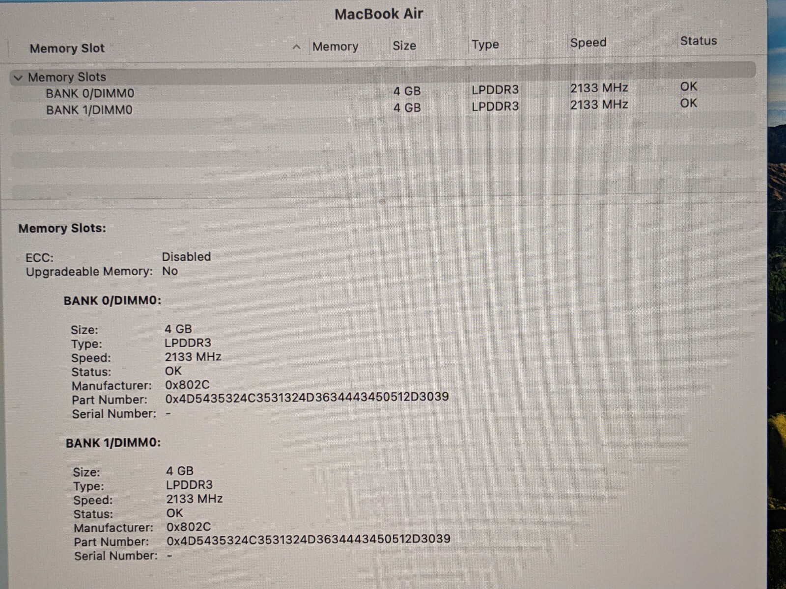 Apple MacBook Air 13″A2179 (2019) i5-8210Y 1.6Gh 8GB 256GB OS Monterey MVFH2LL/A