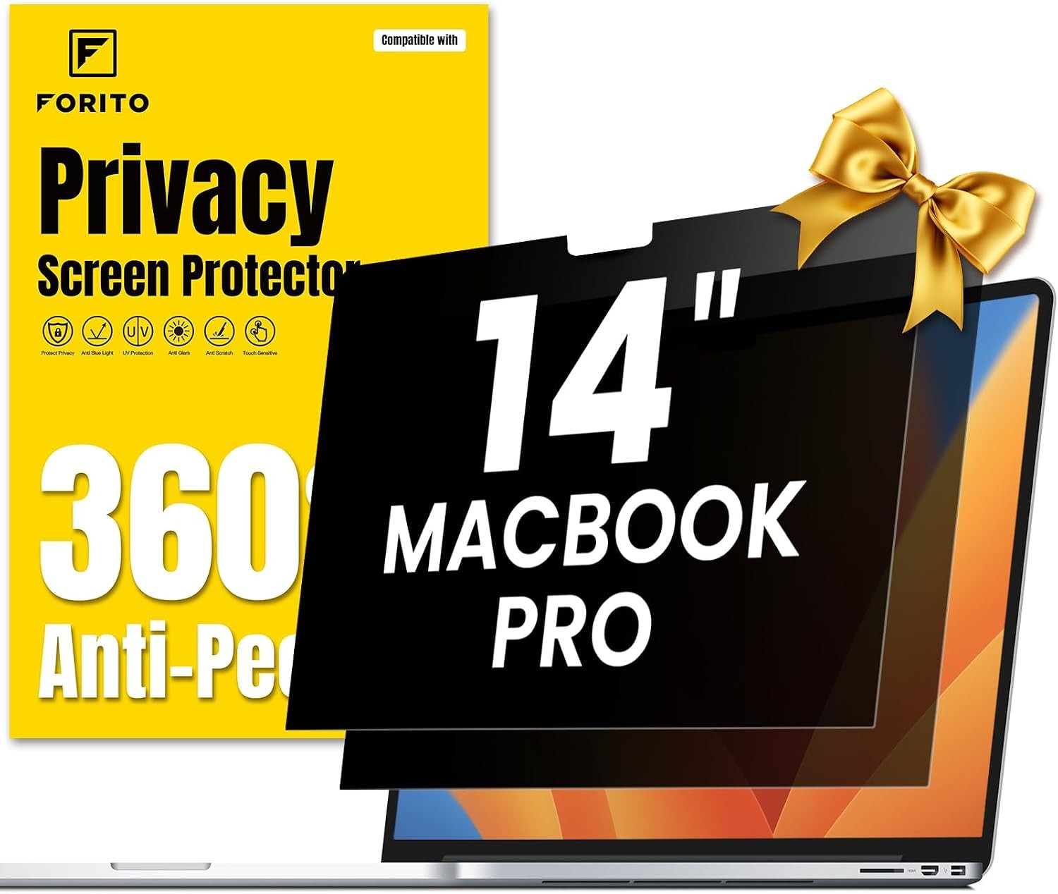 2-Pack 360° Laptop Matte Privacy Screen Compatible with MacBook Pro 14 inc