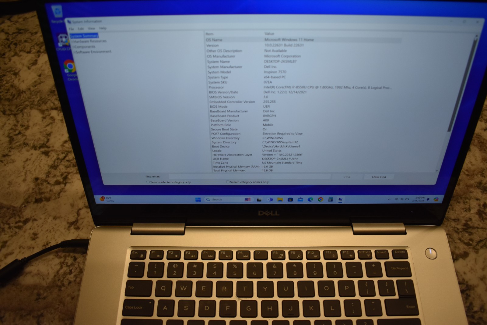 Dell Inspiron 7570 P70F Intel i7-8550U 16GB RAM 512GB SSD Touch Screen Laptop