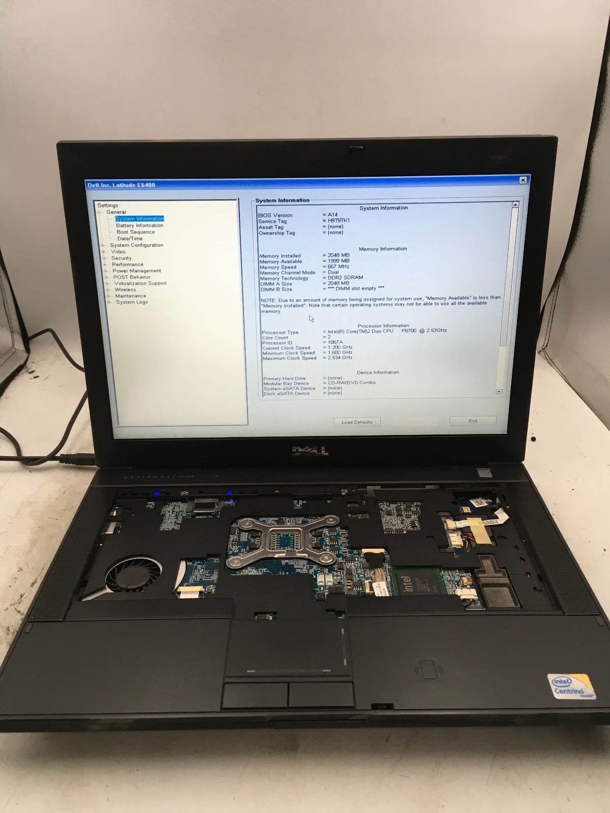 DELL LATITUDE E6400 – BOOTS TO BIOS- INTEL CORE 2 DUO – 2GB RAM – 14″ – READ -BB