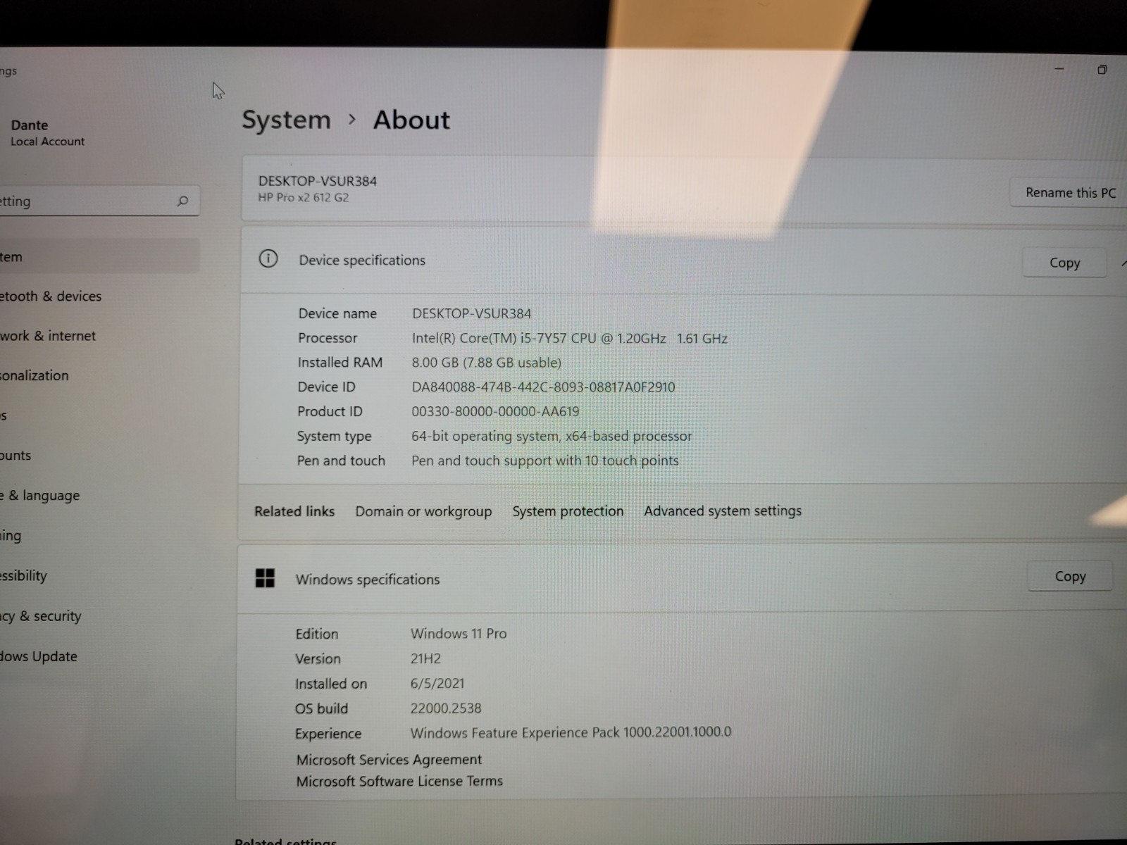 Hp pro x2 612 G2 12″touch i5-7y57 1.2gh 8gb ram no ssd nocharger READ 5CG8171GJF