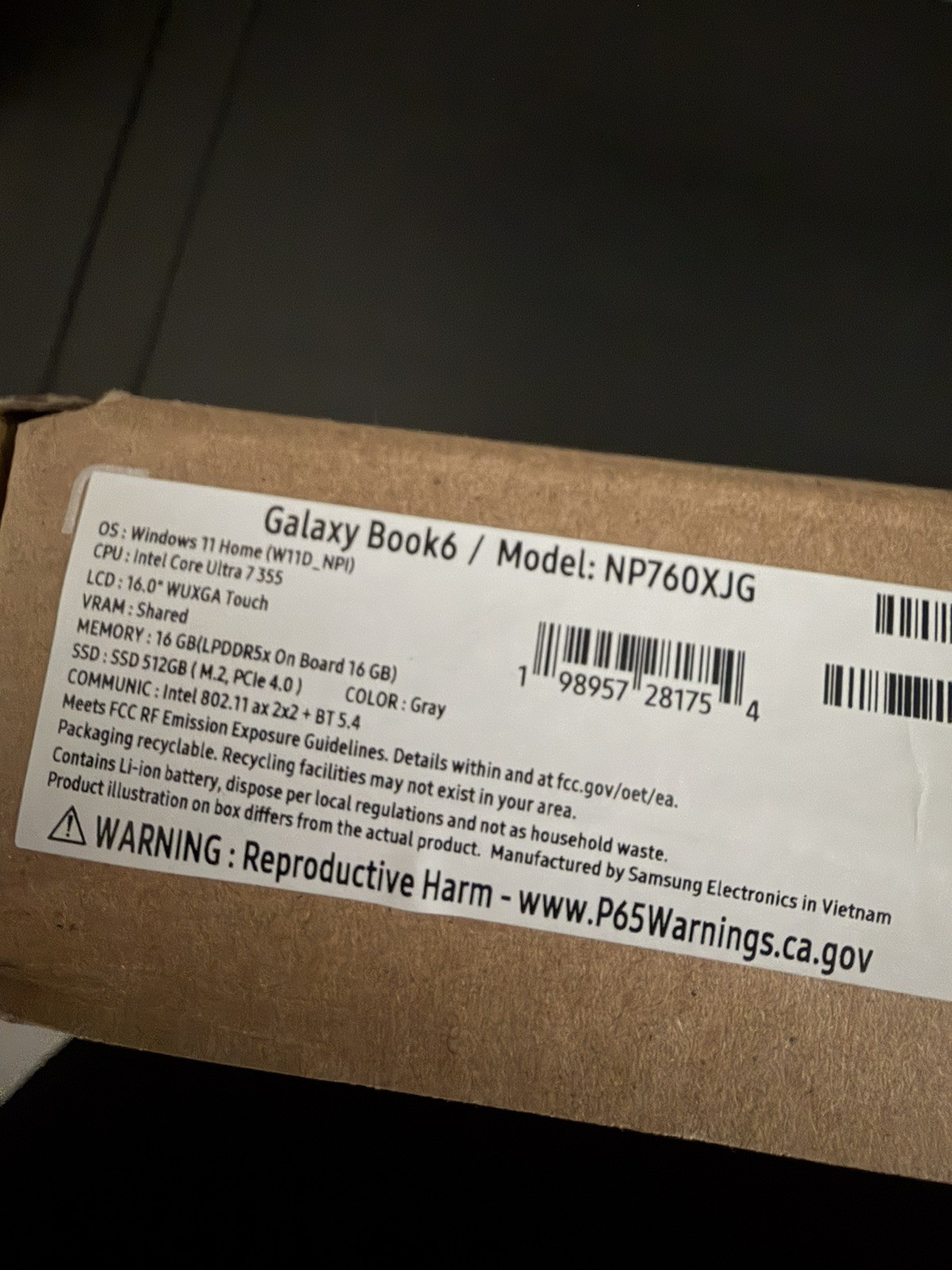 BRAND NEW SEALED 2026 SAMSUNG GALAXY BOOK6 16″WUXGA TOUCH Ultra 7 355 16GB 512GB