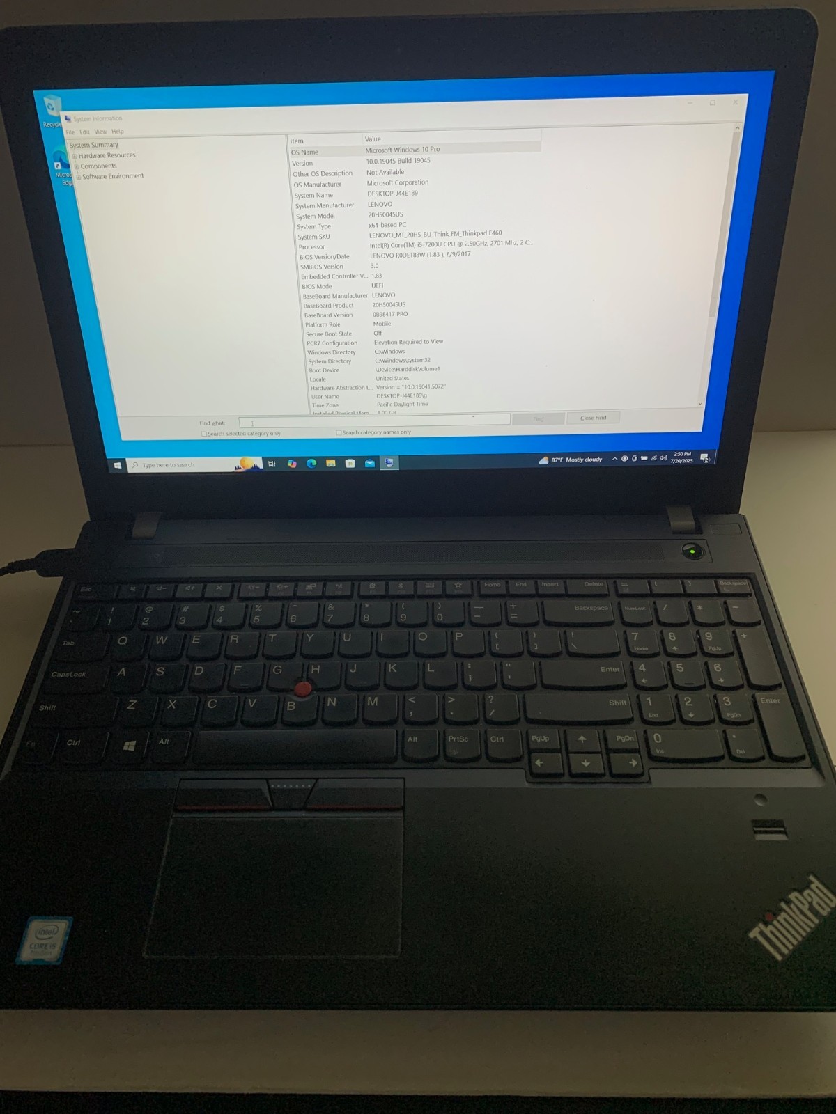 Lenovo ThinkPad E460Thinkpad HD Intel Core i5 7200u 8GB RAM 256GB SSD Windows 10