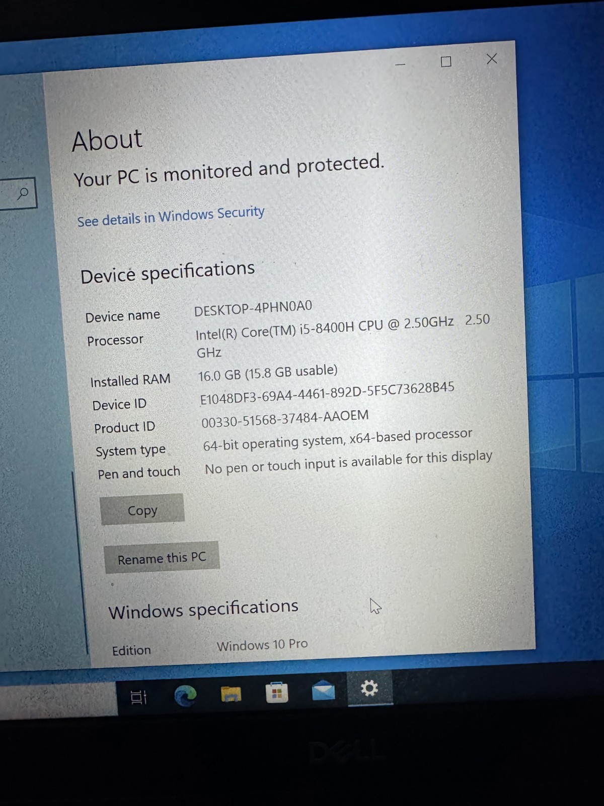 Dell 5491 14″ Intel I5 Processor 16 GB Ram Lightly Used With Power Cord