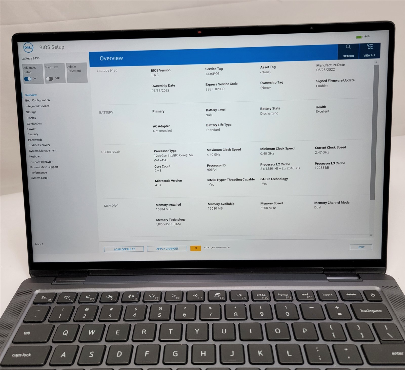 Dell Latitude 9430 2022 14” i5-1245U 1.6GHz 16GB 256GB SSD Touch 2-in-1 Laptop