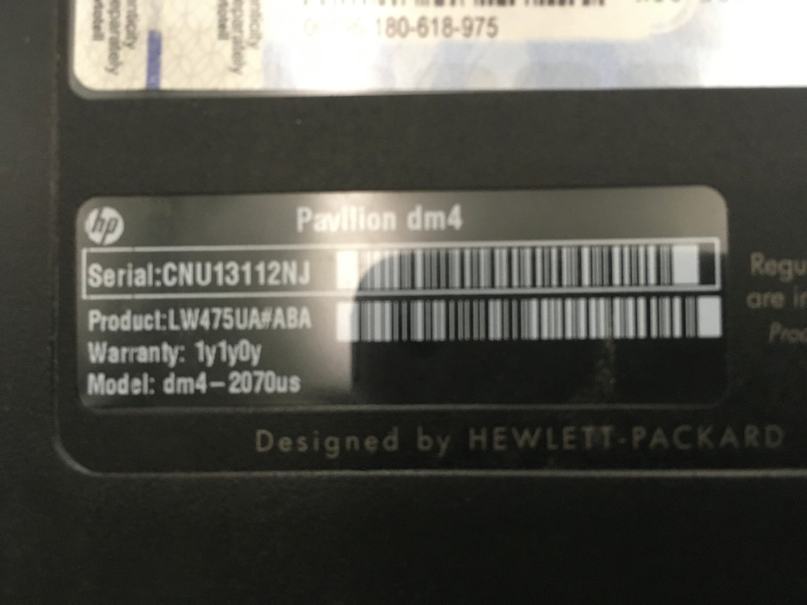 HP PAVILION DM4 2070US – BOOTS TO BIOS – INTEL I5 2410M – NO RAM – READ DESC-BB