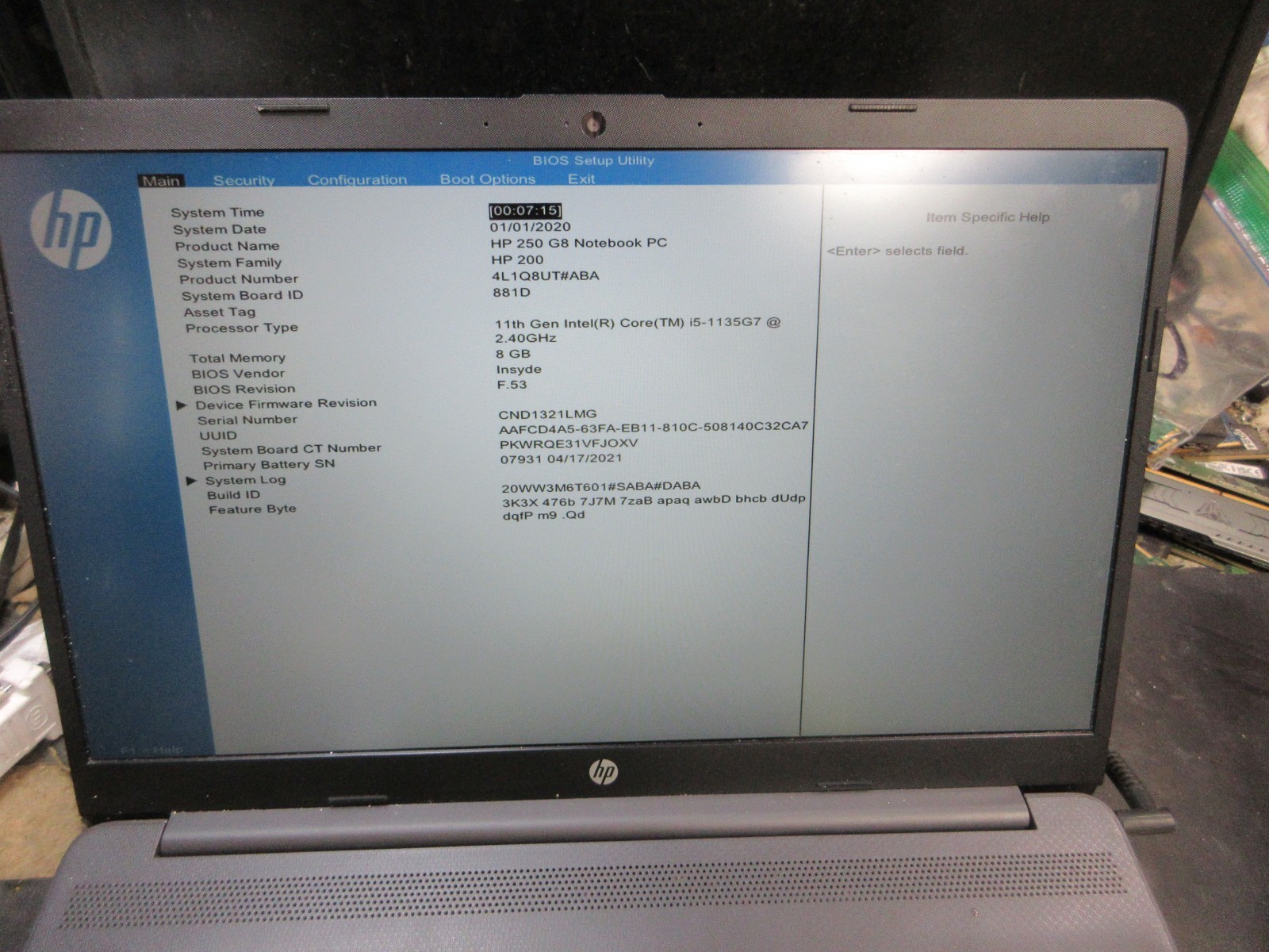 HP 250 G8 15.6″ LAPTOP i5-1135G7 2.4GHZ 8GB RAM 256GB SSD No OS