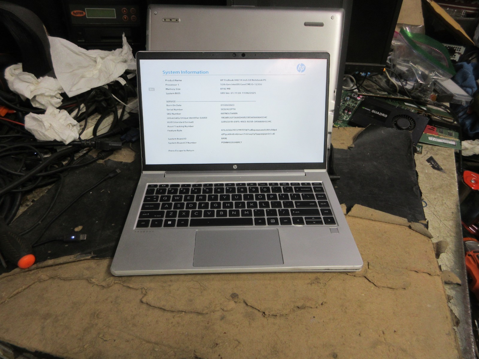 HP PROBOOK 440 G9 14″ FHD i5-1235U 1.30GHz 8GB RAM 256GB SSD GD BATT NO OS