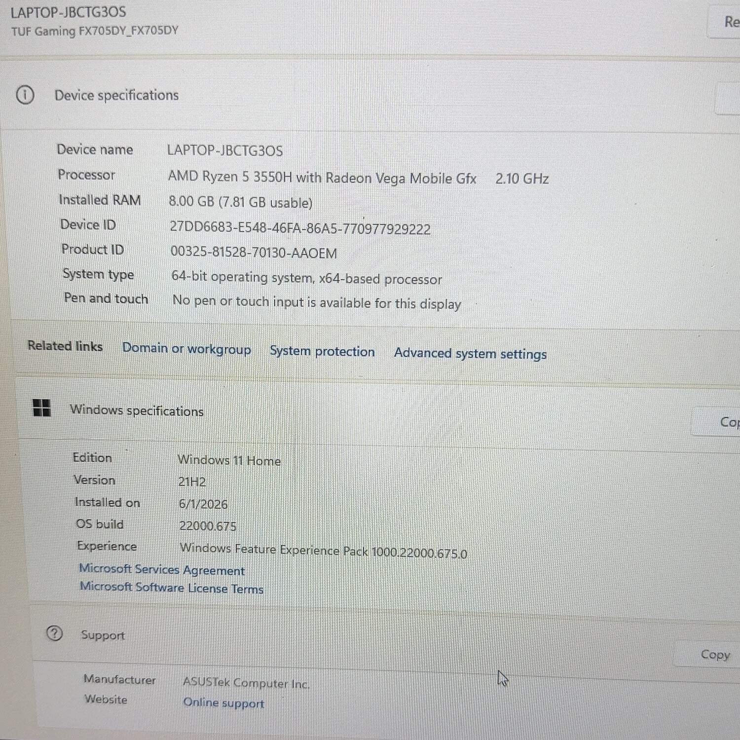 Asus NItro 5 FX705DY 17.3″ Ryzen 5 3550H 3.7GHz 8GB RAM 512GB SSD AMD RX 560X