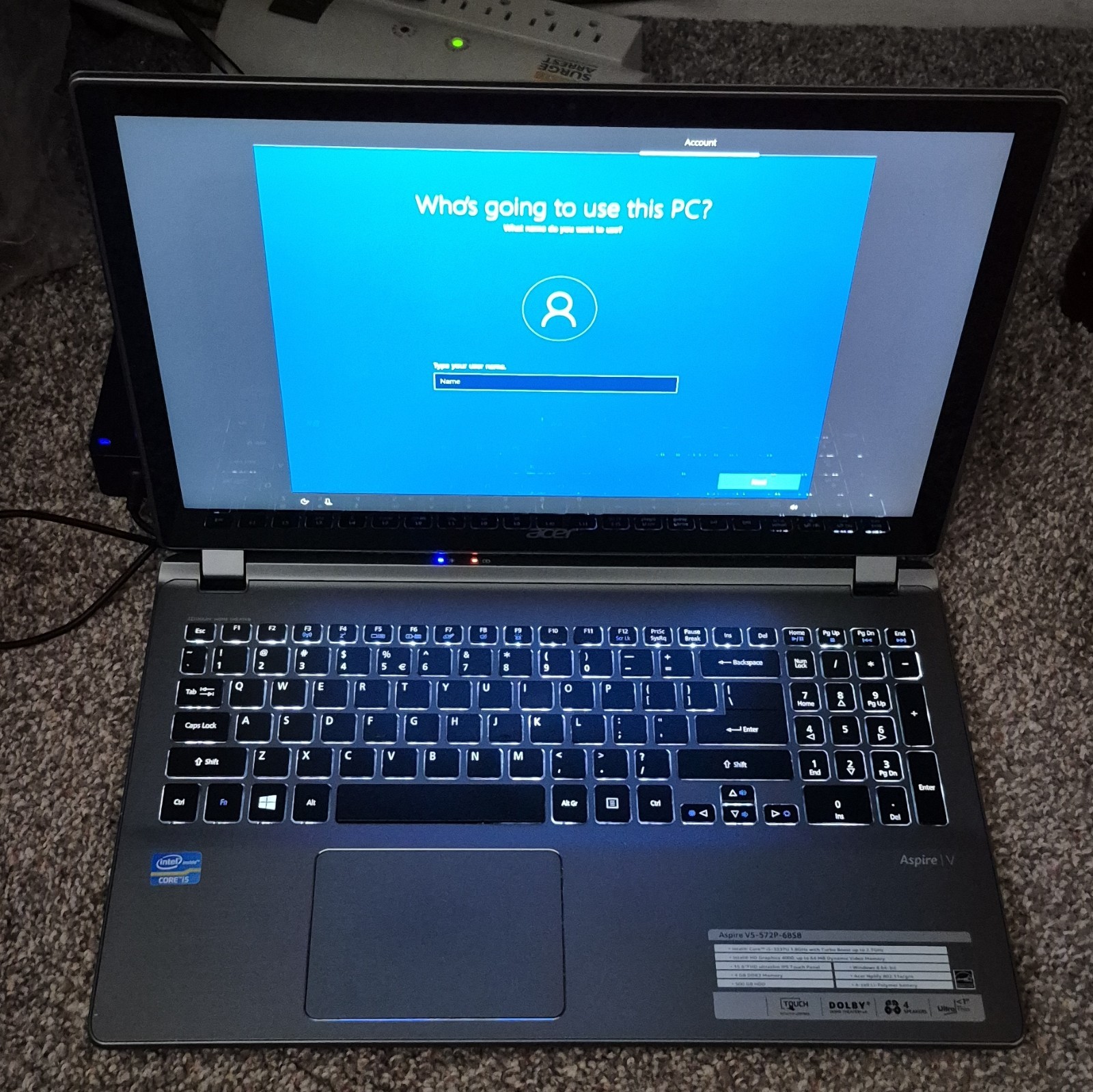 Acer Aspire V5-572P-6858 15.6″ Touchscreen Laptop | Core i5 4GB RAM | 500GB HDD