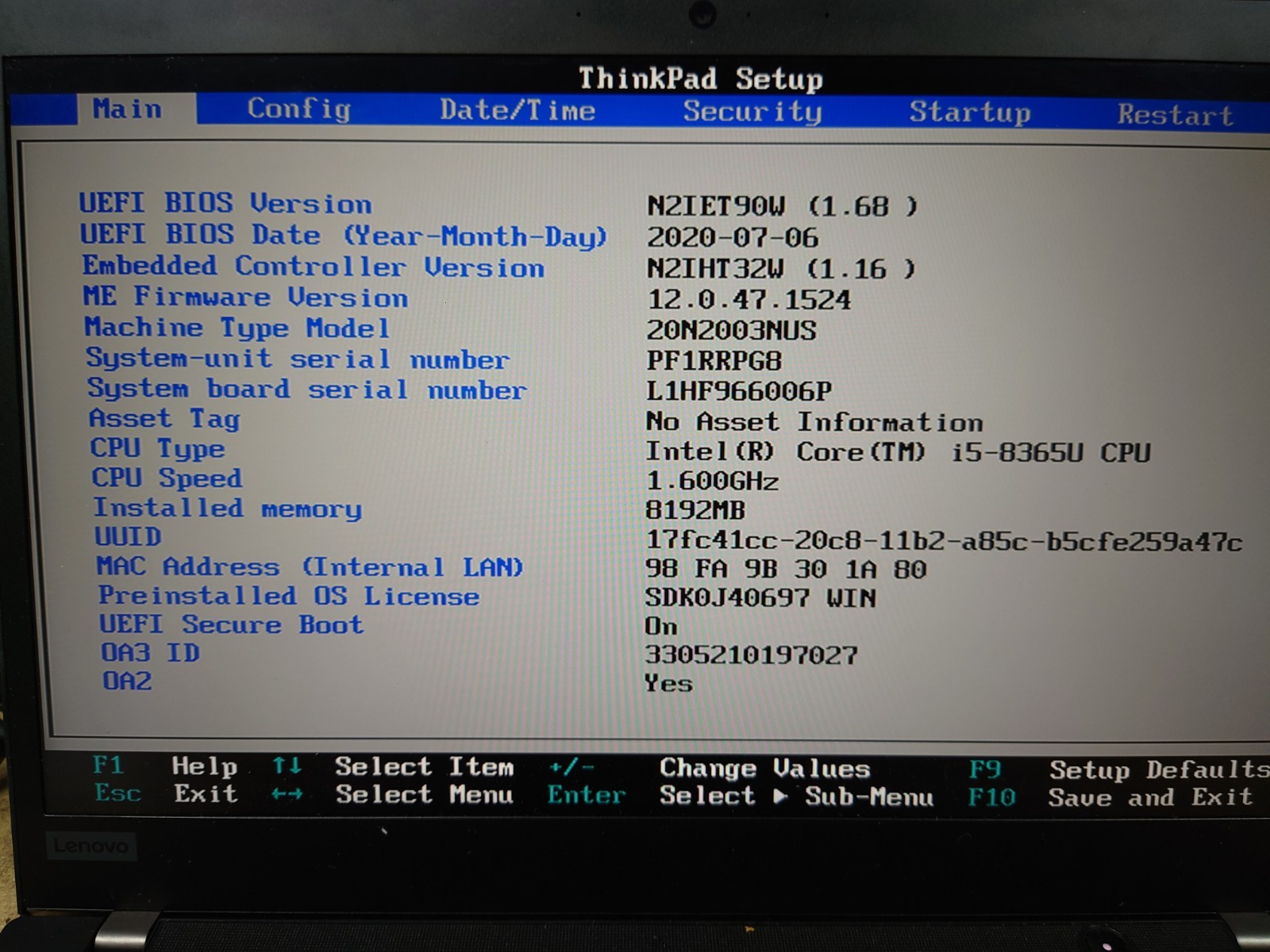 Lenovo ThinkPad T490 14″ FHD i5-8365U 8GB RAM No OS/SSD