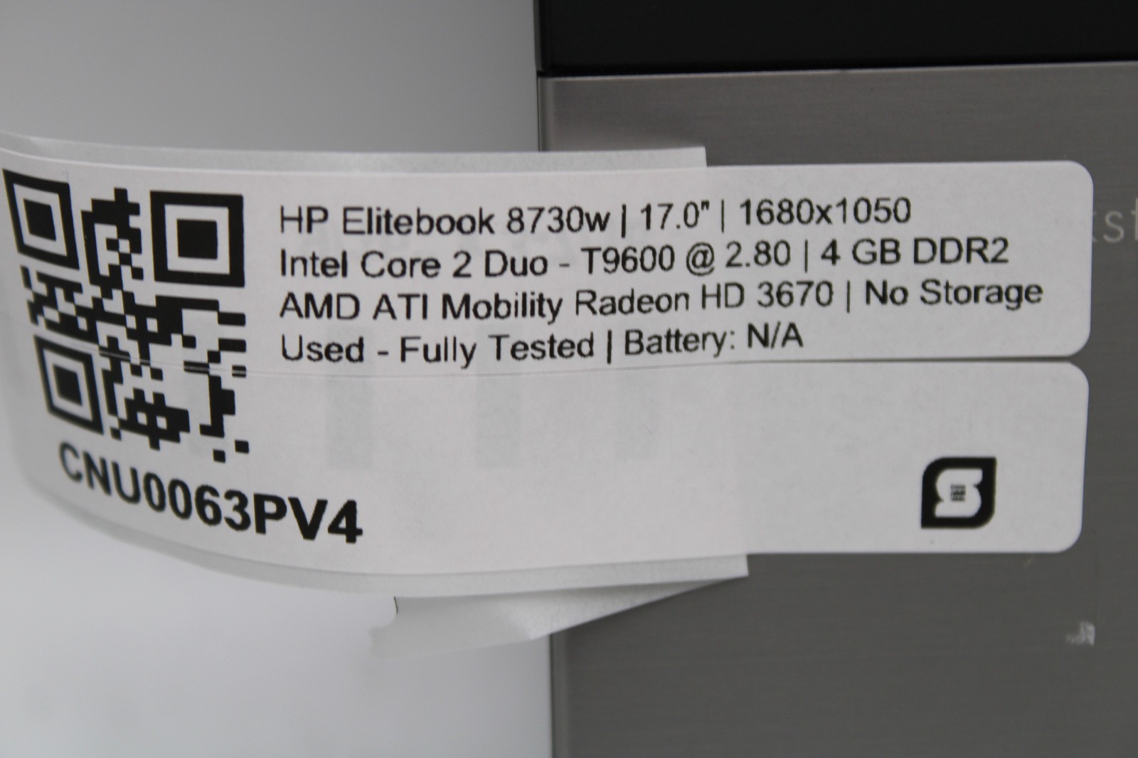 HP EliteBook 8730w _ 2 Duo-T9600 @ 2.8 _ 4GB RAM _ Radeon _ No SSD / OS