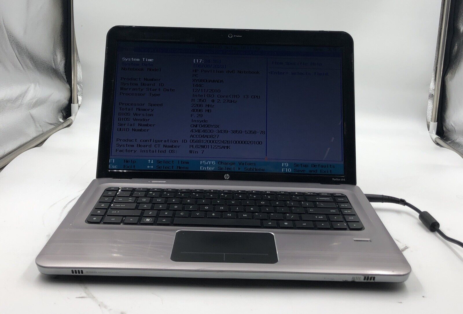 HP Pavilion DV6 Laptop i3-M350 2.27GHz 4GB RAM NO HDD/OS/Caddy Missing Screws