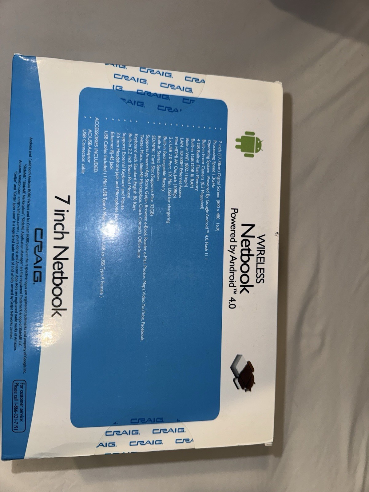 Factory sealed Craig 7″ Netbook Android 4.0 CLP281x Wi-Fi Webcam Black Netbook