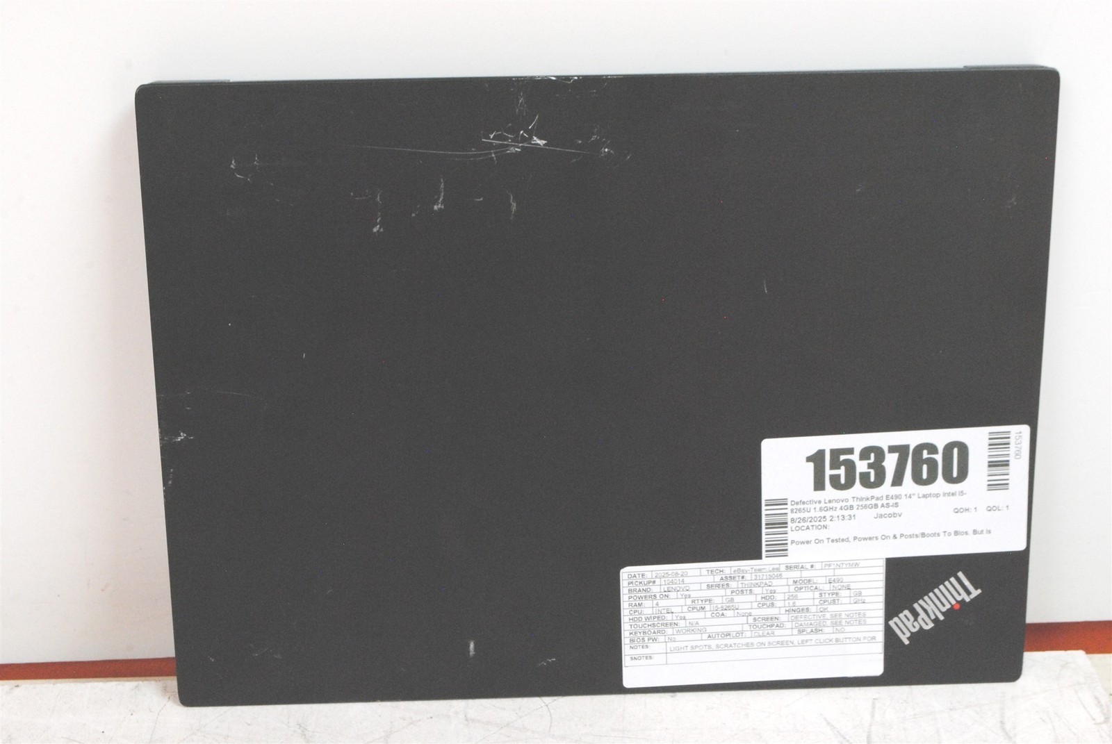 Lenovo ThinkPad E490 14″ Laptop Intel i5-8265U 1.6GHz 4GB 128GB See Description